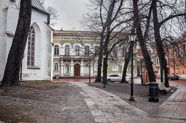 Estónia Tallinn Casas Históricas Cidade Velha Tallinn Janeiro 2018 — Fotografia de Stock