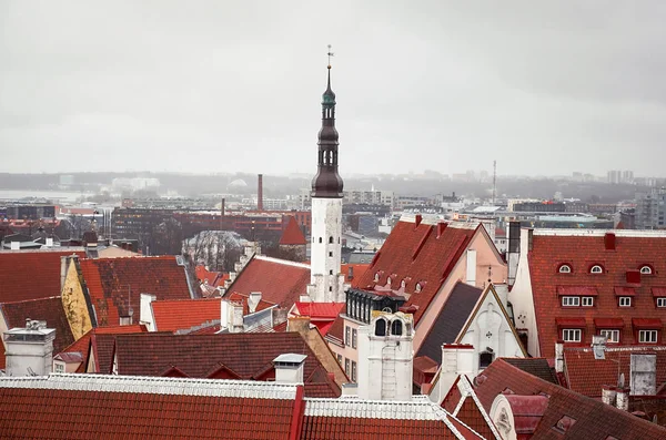 Эстония Таллин Вид Город Смотровой Площадки Таллиннского Вышгорода Январь 2018 — стоковое фото