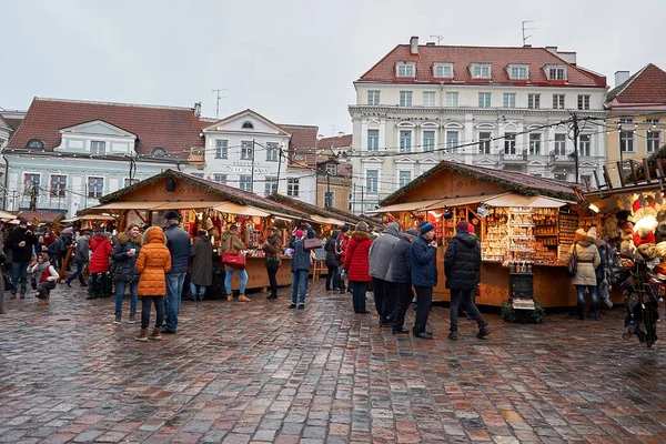 Εσθονία Ταλίν Χριστουγεννιάτικη Αγορά Στην Παλιά Πόλη Ιανουαρίου 2018 — Φωτογραφία Αρχείου