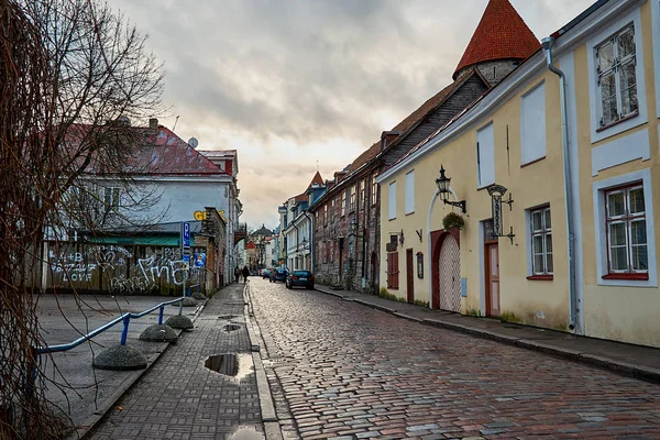 Észtország Tallinn Történelmi Házak Tallinn Óvárosában 2018 Január — Stock Fotó