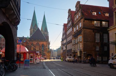 Almanya. Bremen. Bremen Almanya sokaklarında evler. 14 Şubat 2018