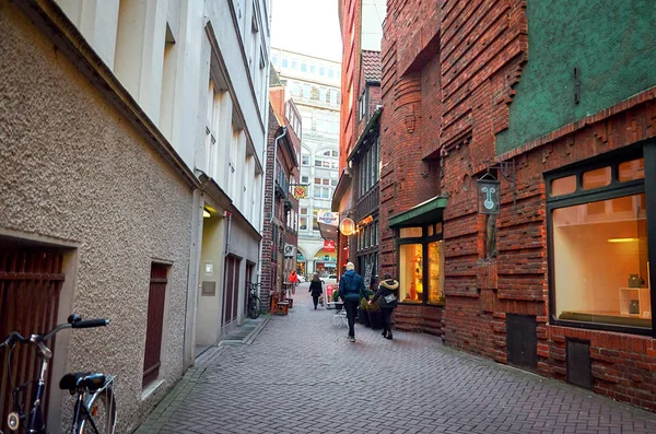 Γερμανία Βρέμη Σπίτια Τούβλου Σχετικά Την Οδό Bettcherstrasse Στη Βρέμη — Φωτογραφία Αρχείου