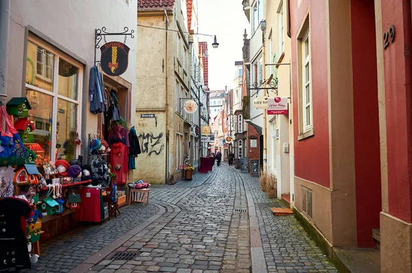 Alemania Bremen Antiguas Casas Calle Schnoor Bremen Febrero 2018 — Foto de Stock