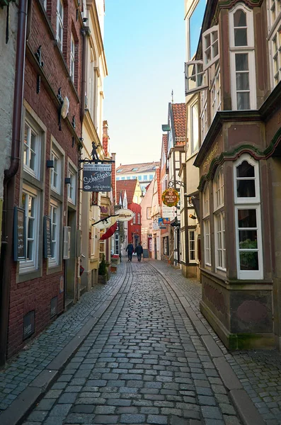 Allemagne Brême Anciennes Maisons Dans Rue Schnoor Brême Février 2018 — Photo