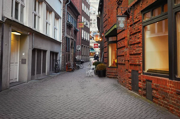 Alemania Bremen Casas Ladrillo Calle Bettcherstrasse Bremen Febrero 2018 — Foto de Stock