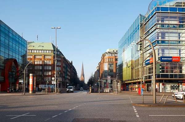 Niemcy Hamburg Domy Ulicy Centrum Hamburga Lutego 2018 — Zdjęcie stockowe