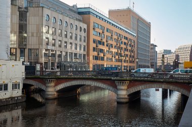 Almanya. Hamburg Hamburg'ın Cityscape. 13 Şubat 2018