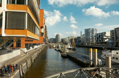 Almanya. Hamburg Hamburg'ın Cityscape. 13 Şubat 2018
