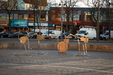 Almanya. Hamburg. Hamburg Reeperbahn Tarih Beatles heykel. 13 Şubat 2018