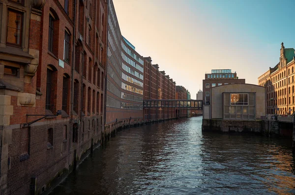 Německo Hamburg Město Stodola Cihel Domy Hamburku Února 2018 — Stock fotografie