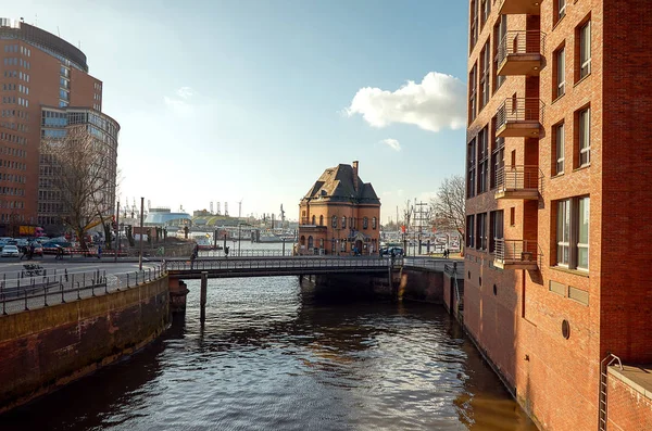 Niemcy Hamburg Miasto Stodoła Cegły Domy Hamburgu Lutego 2018 — Zdjęcie stockowe