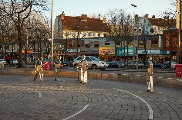 Allemagne Hambourg Sculpture Des Beatles Sur Reeperbahn Hambourg Février 2018 — Photo