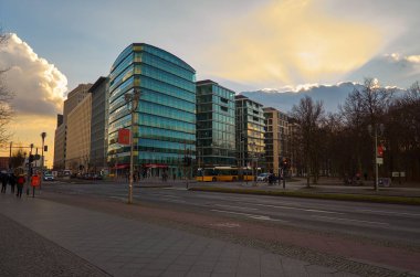 Almanya. Berlin. Cityscape Berlin. Evler ve sokaklar. 16 Şubat 2018