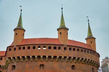 Polonya. Krakow. Krakow Barbican-Krakow tarihi ve mimari anıt. 21 Şubat 2018
