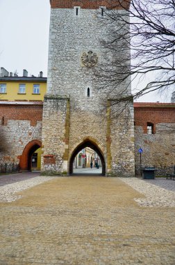 Polonya. Krakow. Krakow şehrinin evleri ve caddeleri. Şehir manzarası. 21 Şubat 2018