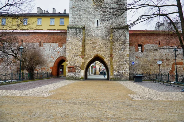 Poland Krakow Houses Street City Krakow Cityscape February 2018 — Stock Photo, Image