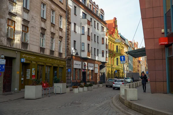 Polska Wrocławskie Domy Ulice Wrocławia Cityscape Lutego 2018 — Zdjęcie stockowe