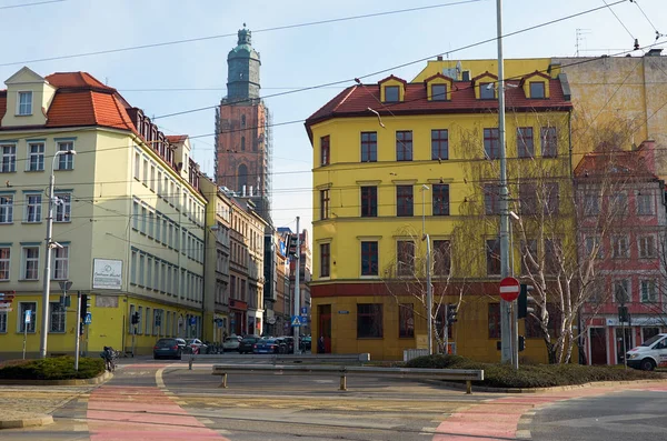 Lengyelország Wroclaw Házak Város Utcáin Wroclaw Városkép Február 2018 — Stock Fotó