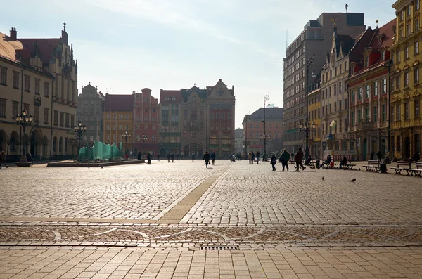 Polska Wrocławskie Domy Ulice Wrocławia Cityscape Lutego 2018 — Zdjęcie stockowe