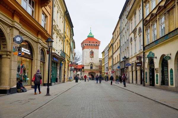 Polsko Krakov Domy Ulice Města Krakov Cityscape Února 2018 — Stock fotografie