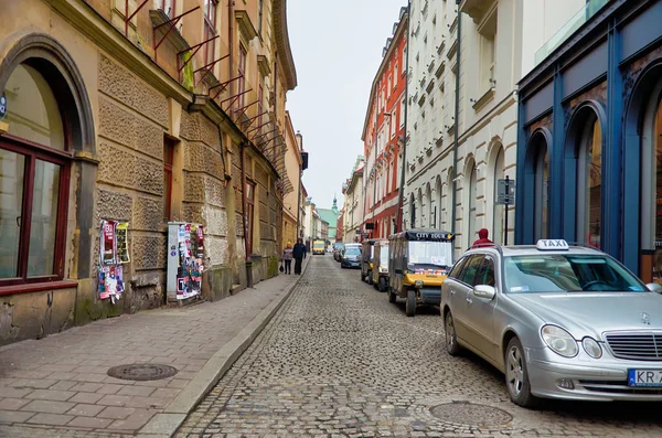 Πολωνία Κρακοβία Σπίτια Και Δρόμος Της Πόλης Της Κρακοβίας Στο — Φωτογραφία Αρχείου