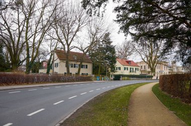 Almanya. Potsdam. Potsdam evleri ve sokakları. Cityscape. 18 Şubat 2018