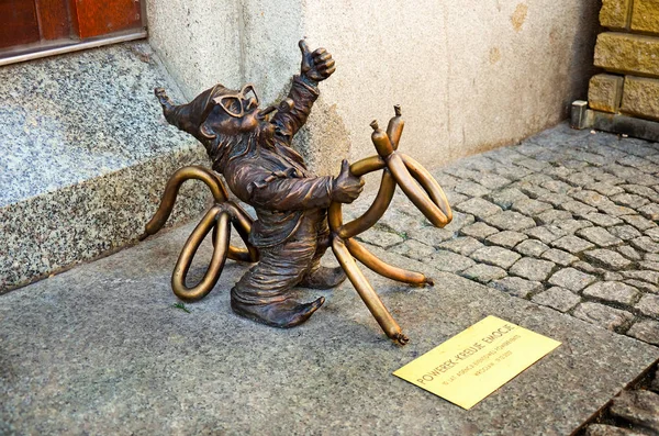 Poland Wroclaw Bronze Statuette Gnome Wroclaw February 2018 — Stock Photo, Image