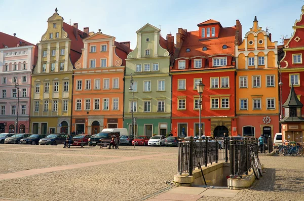 Polsko Wroclaw Domy Ulice Města Wroclaw Panorama Února 2018 — Stock fotografie