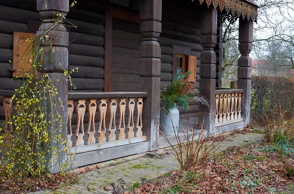 Germany Potsdam Russian Settlement Aleksandrovka Old Wooden Houses February 2018 — Stock Photo, Image