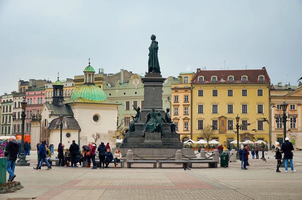 Polen Krakow Hus Och Gata Staden Krakow Stadsbilden Februari 2018 — Stockfoto