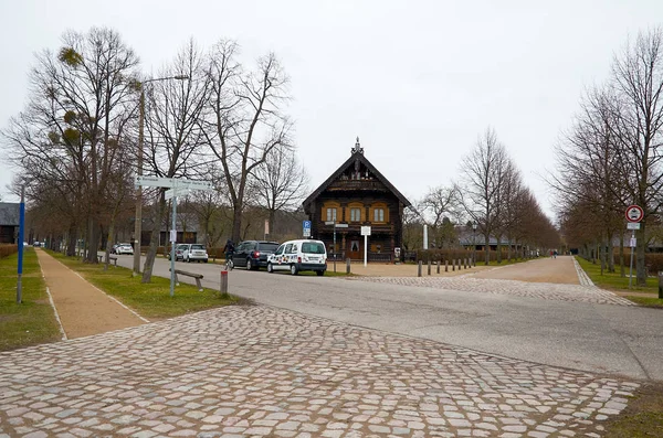 Niemcy Potsdam Osada Rosyjska Aleksandrovka Stare Drewniane Domy Lutego 2018 — Zdjęcie stockowe