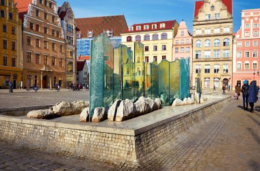 Polonya. Wroclaw evleri ve Wroclaw şehrinin sokakları. Cityscape. 20 Şubat 2018