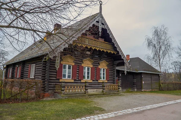 Alemania Potsdam Asentamiento Ruso Aleksandrovka Viejas Casas Madera Febrero 2018 — Foto de Stock