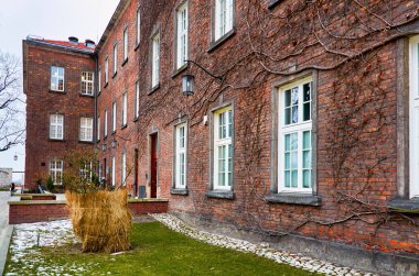 Polonya. Krakow. Krakow şehrinin evleri ve caddeleri. Şehir manzarası. 21 Şubat 2018