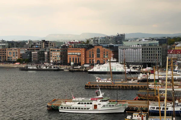 Noruega Oslo Vista Das Muralhas Fortaleza Fiorde Oslo Cidade Setembro — Fotografia de Stock