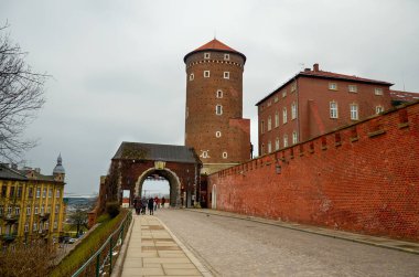 Polonya. Krakow. Krakow şehrinin evleri ve caddeleri. Şehir manzarası. 21 Şubat 2018