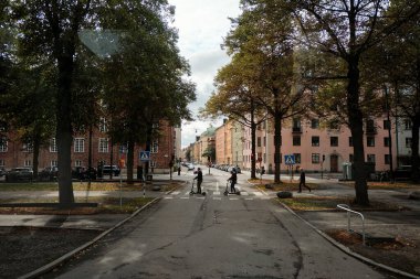 İsveç. Stockholm. Stockholm 'ün evleri ve sokakları. Sonbahar şehri. 17 Eylül 2018