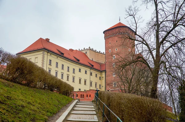 Pologne Cracovie Maisons Rue Ville Cracovie Paysage Urbain Février 2018 — Photo