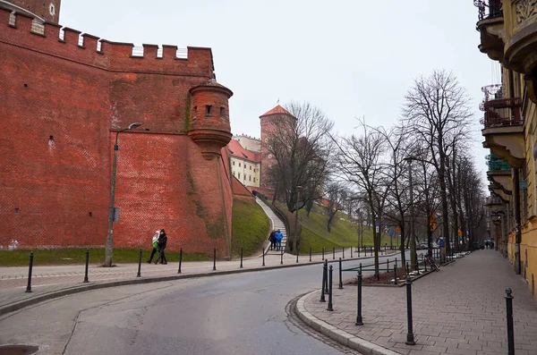 Polonya Krakow Krakow Şehrinin Evleri Caddeleri Şehir Manzarası Şubat 2018 — Stok fotoğraf