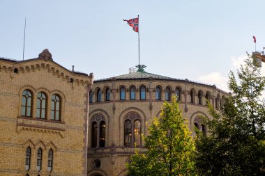 Norveç. Oslo. Oslo 'nun evleri ve sokakları. Sonbahar şehri. 18 Eylül 2018