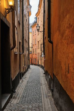 İsveç. Stockholm. Stockholm 'ün evleri ve sokakları. Sonbahar şehri. 17 Eylül 2018