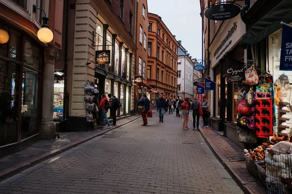 Швеція Стокгольм Будинки Вулиці Стокгольма Вечірні Вогні Cityscape Вересня 2018 — стокове фото