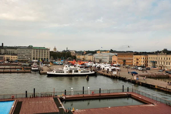 Finlândia Helsínquia Cais Com Navios Helsínquia Setembro 2018 — Fotografia de Stock