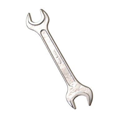 Gümüş rengi çift yönlü metal anahtar beyaz arka planda izole edilmiş. Yüksek çözünürlükte mükemmel kalitede 3D görüntüleme