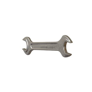 Gümüş rengi çift yönlü metal anahtar beyaz arka planda izole edilmiş. Yüksek çözünürlükte mükemmel kalitede 3D görüntüleme