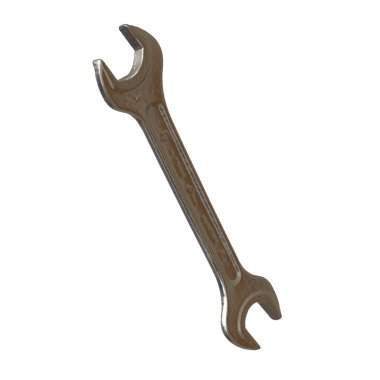 Gümüş rengi çift yönlü metal anahtar beyaz arka planda izole edilmiş. Yüksek çözünürlükte mükemmel kalitede 3D görüntüleme