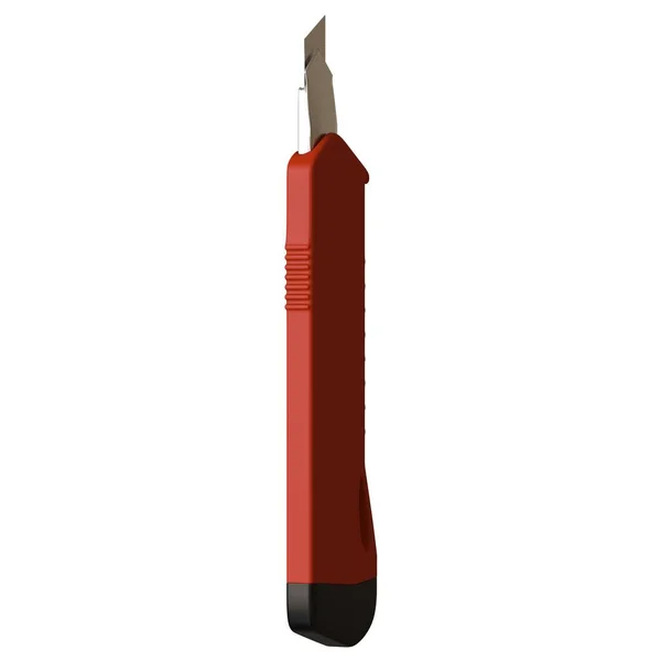 Czerwony nóż papierowy odizolowany na białym tle. 3d renderowanie doskonałej jakości w wysokiej rozdzielczości. Można go powiększyć i wykorzystać jako tło lub teksturę. — Zdjęcie stockowe