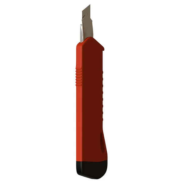 Coltello di carta rosso isolato su sfondo bianco. Rendering 3D di ottima qualità in alta risoluzione. Può essere ingrandito e utilizzato come sfondo o texture . — Foto Stock