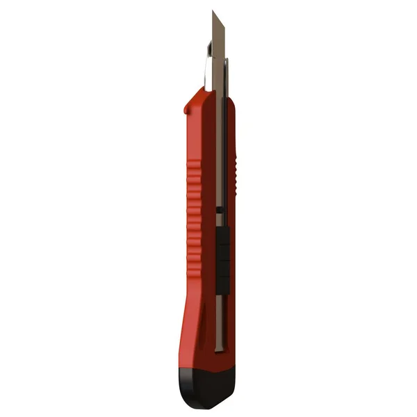 Coltello di carta rosso isolato su sfondo bianco. Rendering 3D di ottima qualità in alta risoluzione. Può essere ingrandito e utilizzato come sfondo o texture . — Foto Stock