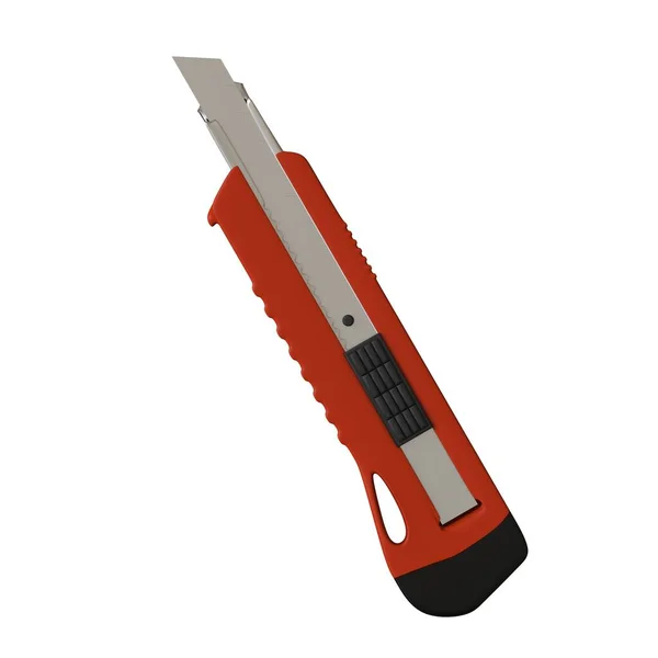 Coltello di carta rosso isolato su sfondo bianco. Rendering 3D di ottima qualità in alta risoluzione. Può essere ingrandito e utilizzato come sfondo o texture . — Foto Stock